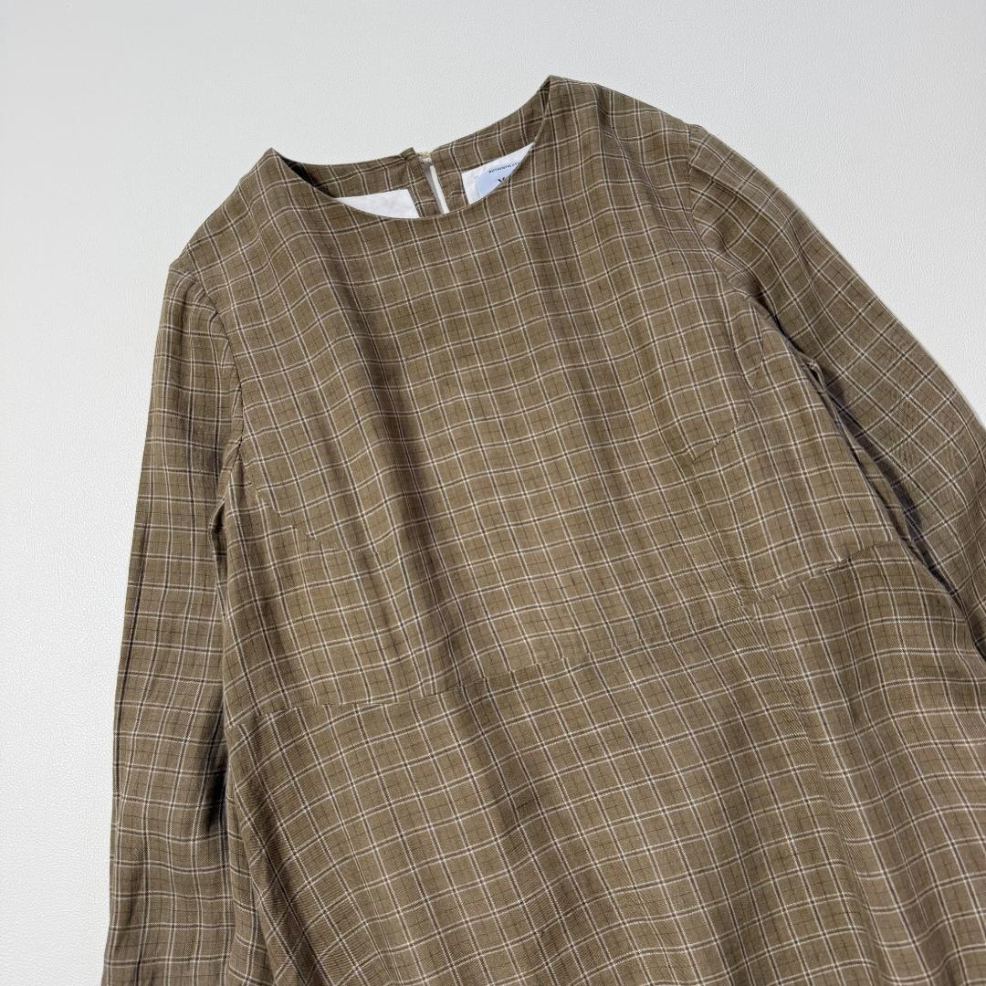 YAECA ヤエカ リネン100% チェックワンピース ロング　日本製　ゆったり