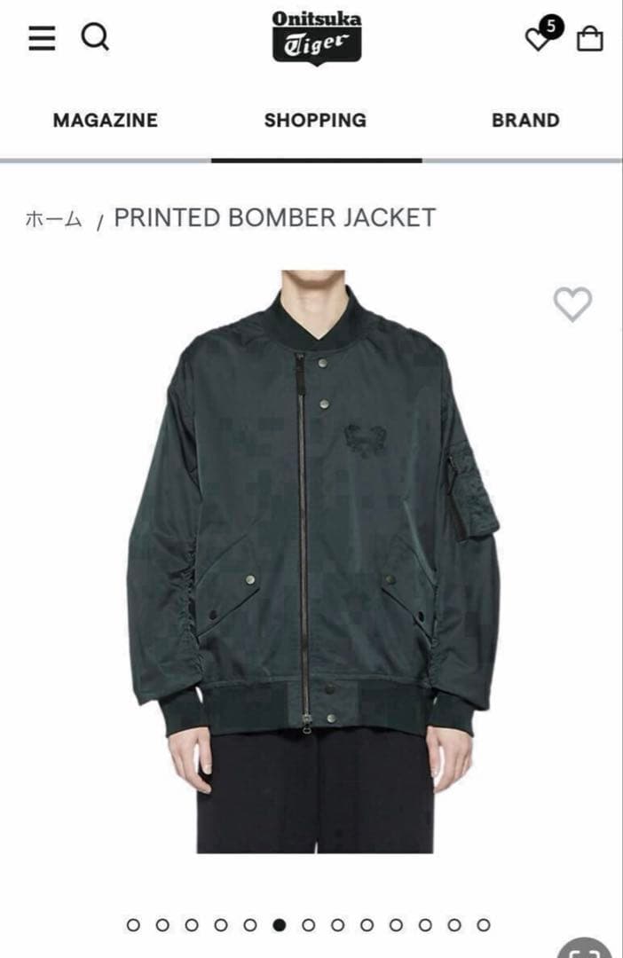 オニツカタイガー ボンバージャケット カーキ M
