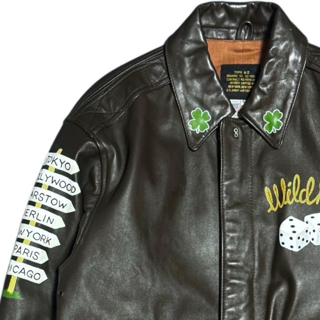 AVIREX 米国製 A-2 馬革 フライトジャケット 40 ハンドペイント