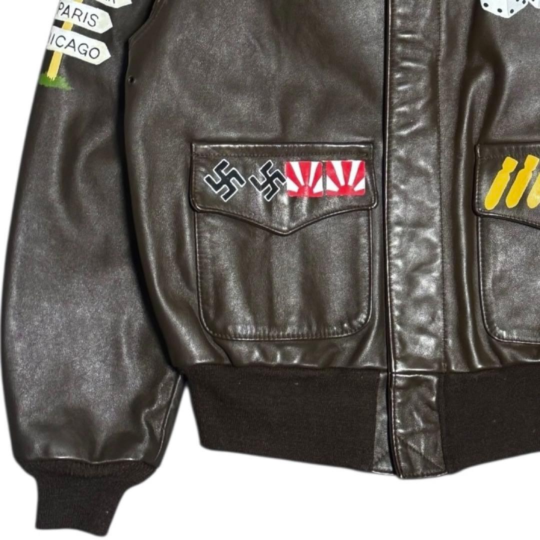 AVIREX 米国製 A-2 馬革 フライトジャケット 40 ハンドペイント