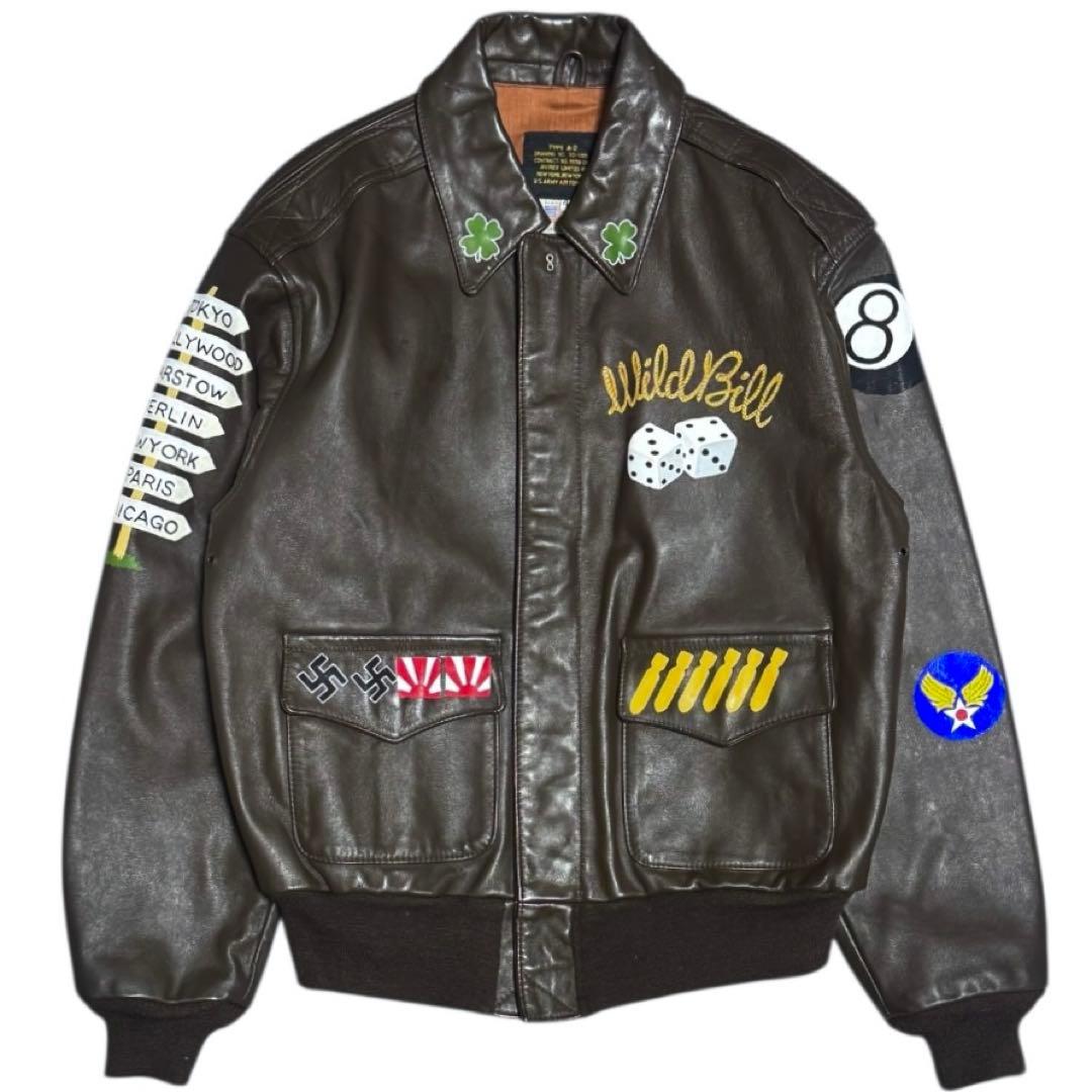 AVIREX 米国製 A-2 馬革 フライトジャケット 40 ハンドペイント