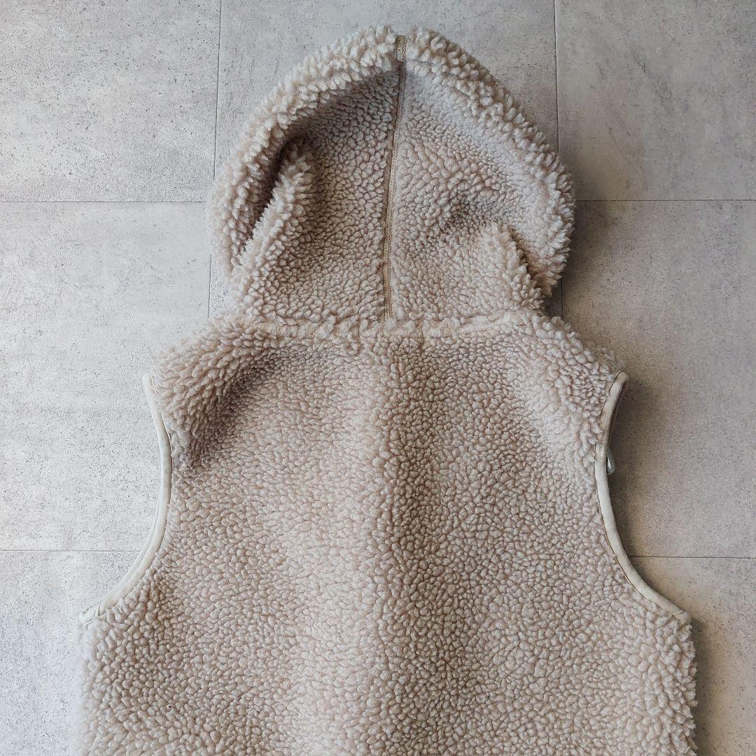 美品 ジムフレックス フーデットボアベスト 14 グレージュ