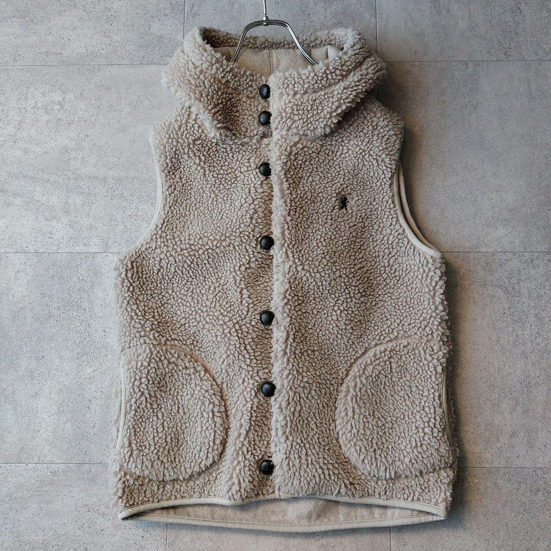 美品 ジムフレックス フーデットボアベスト 14 グレージュ