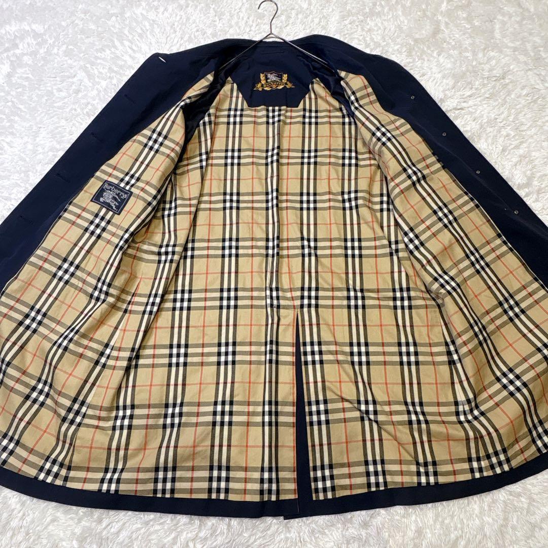 Burberry バーバリー ロングコート ネイビー 比翼ボタン 15ABR