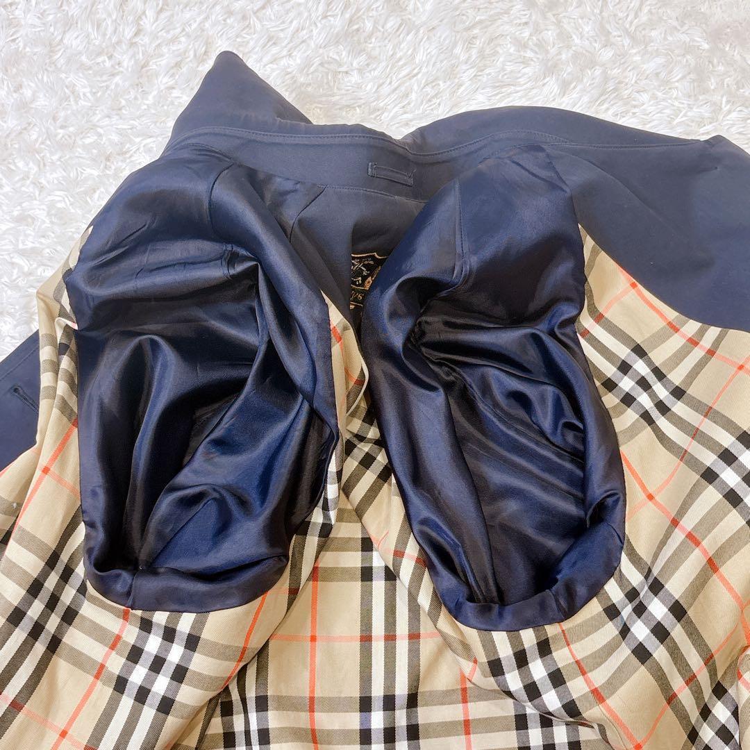 Burberry バーバリー ロングコート ネイビー 比翼ボタン 15ABR
