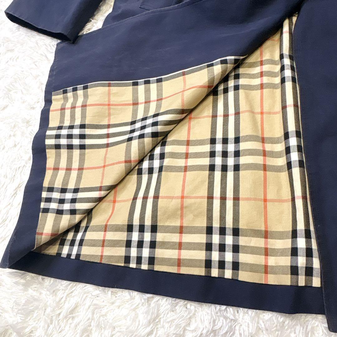 Burberry バーバリー ロングコート ネイビー 比翼ボタン 15ABR