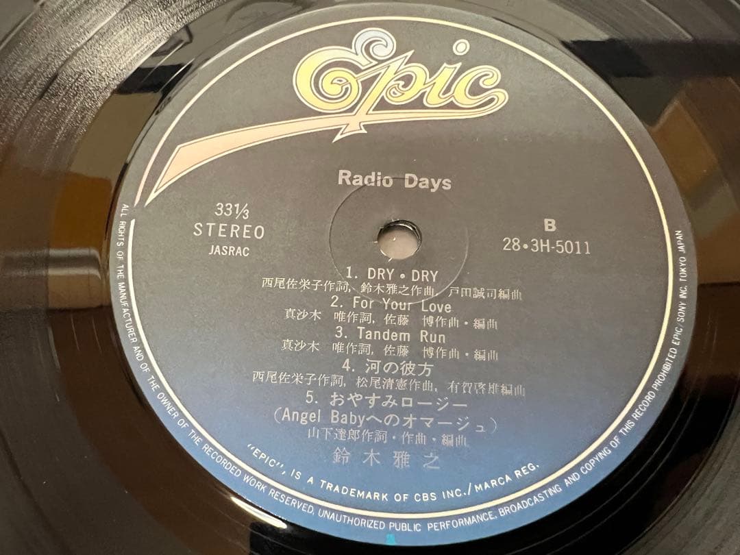 山下達郎参加　鈴木雅之　Radio Days LP邦楽28-3H-5011