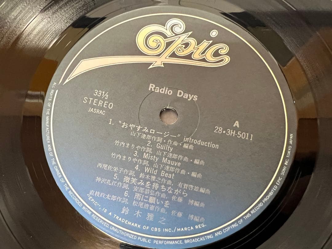 山下達郎参加　鈴木雅之　Radio Days LP邦楽28-3H-5011