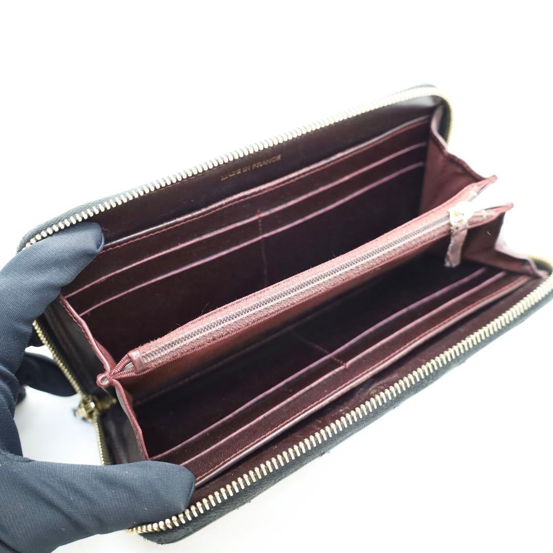 【美品】シャネル マトラッセ ラウンドファスナー長財布　ブラック　キャビアスキン