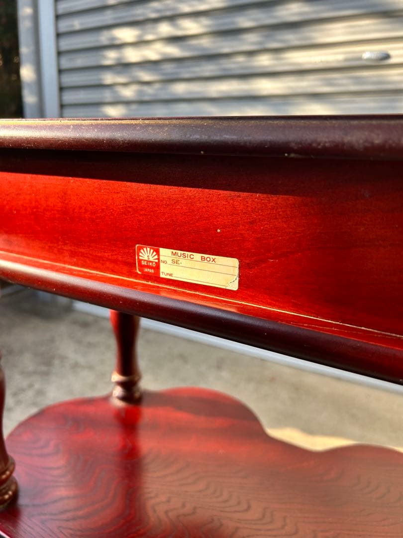 ninamagic アンティーク　木製ダークレッドサイドテーブル 2段