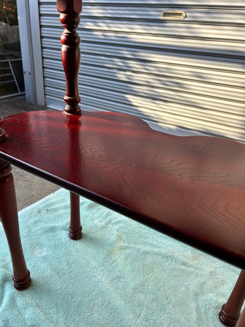 ninamagic アンティーク　木製ダークレッドサイドテーブル 2段