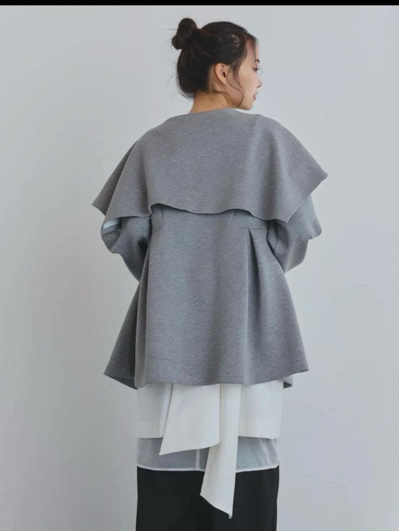 トップス Andequal big collar peplum sweat / Gray
