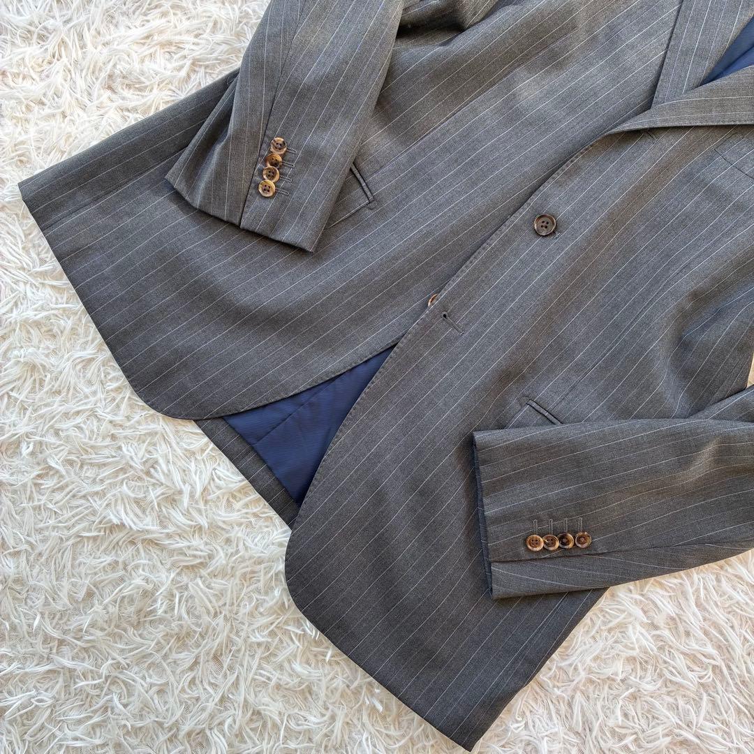 【美品】最高級　ロロピアーナ生地　オーダースーツ　セットアップ　ストライプ