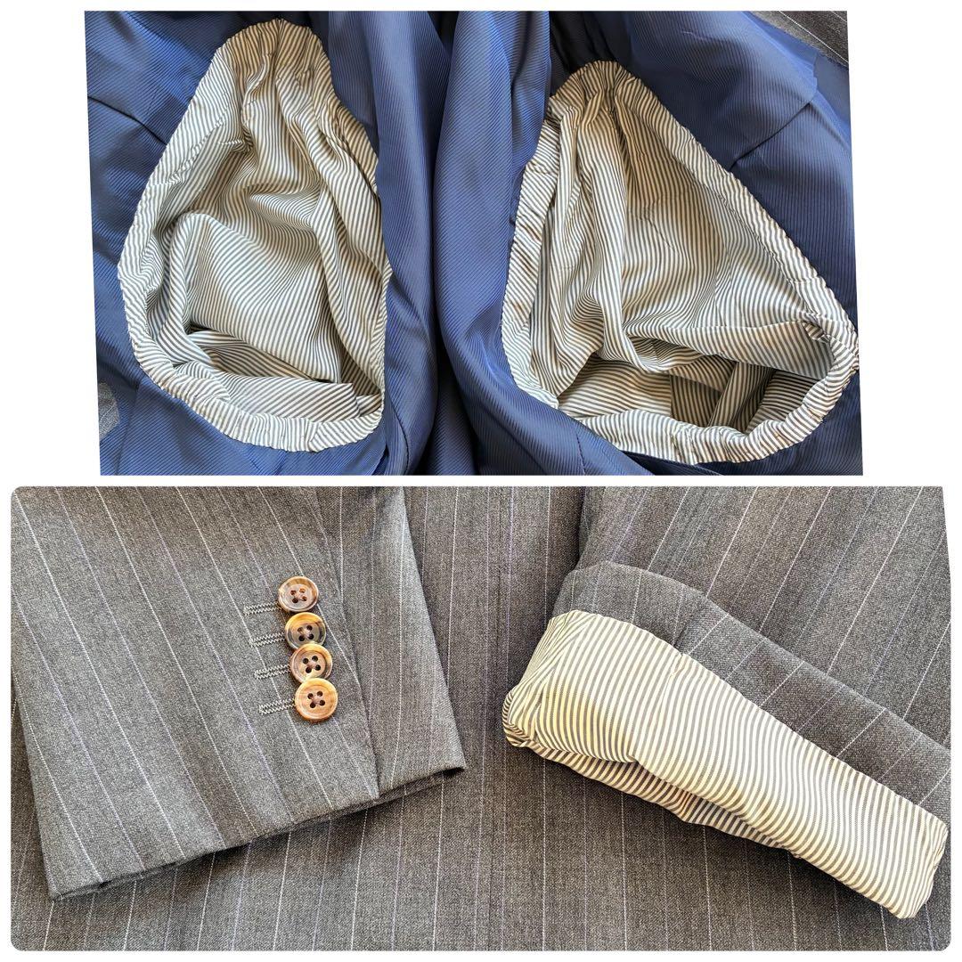 【美品】最高級　ロロピアーナ生地　オーダースーツ　セットアップ　ストライプ