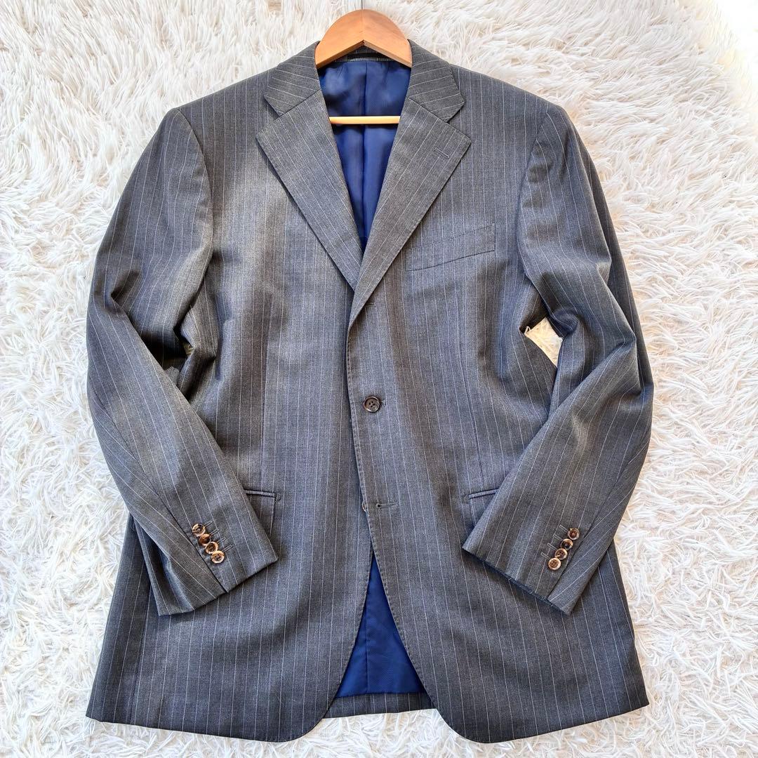 【美品】最高級　ロロピアーナ生地　オーダースーツ　セットアップ　ストライプ