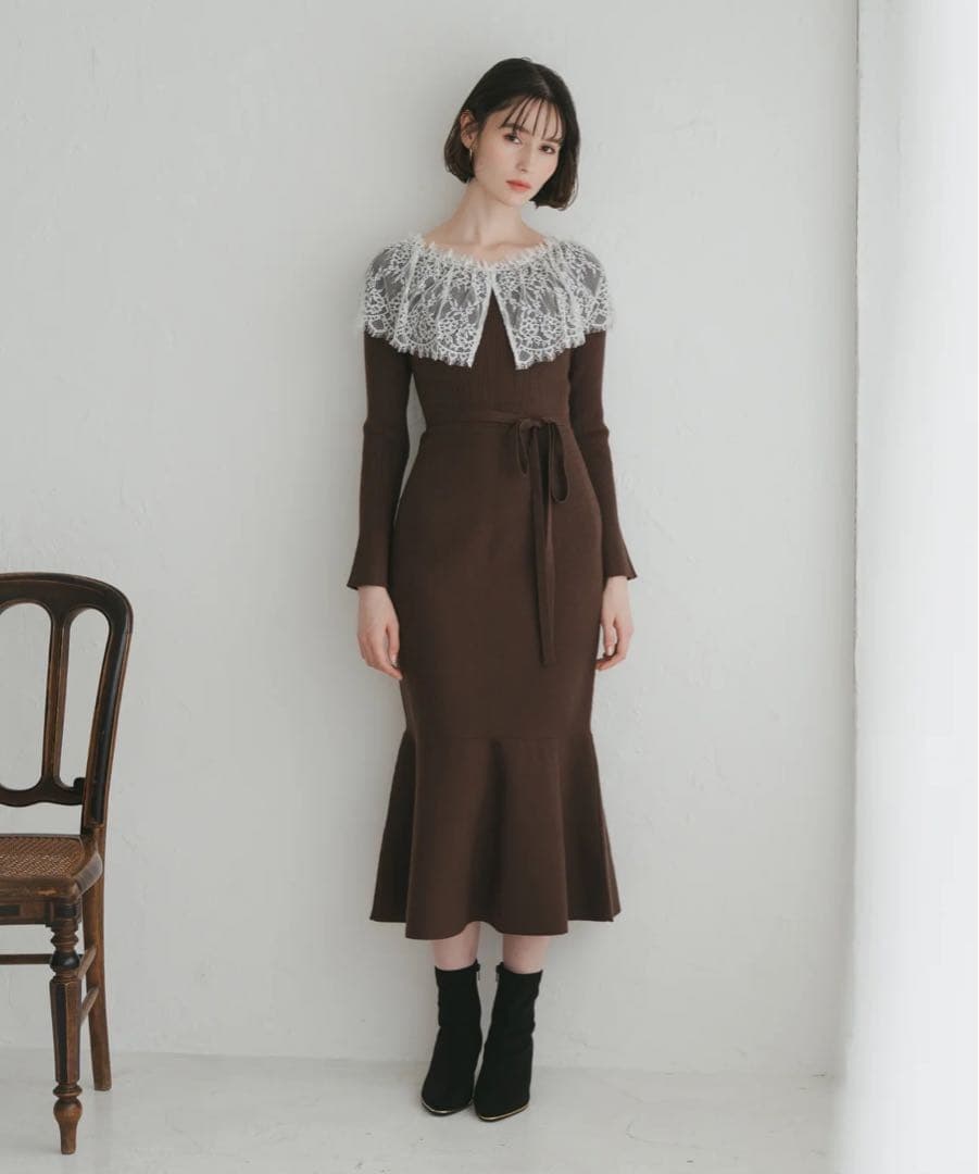 31sons de mode ビックレース衿マーメイドワンピース