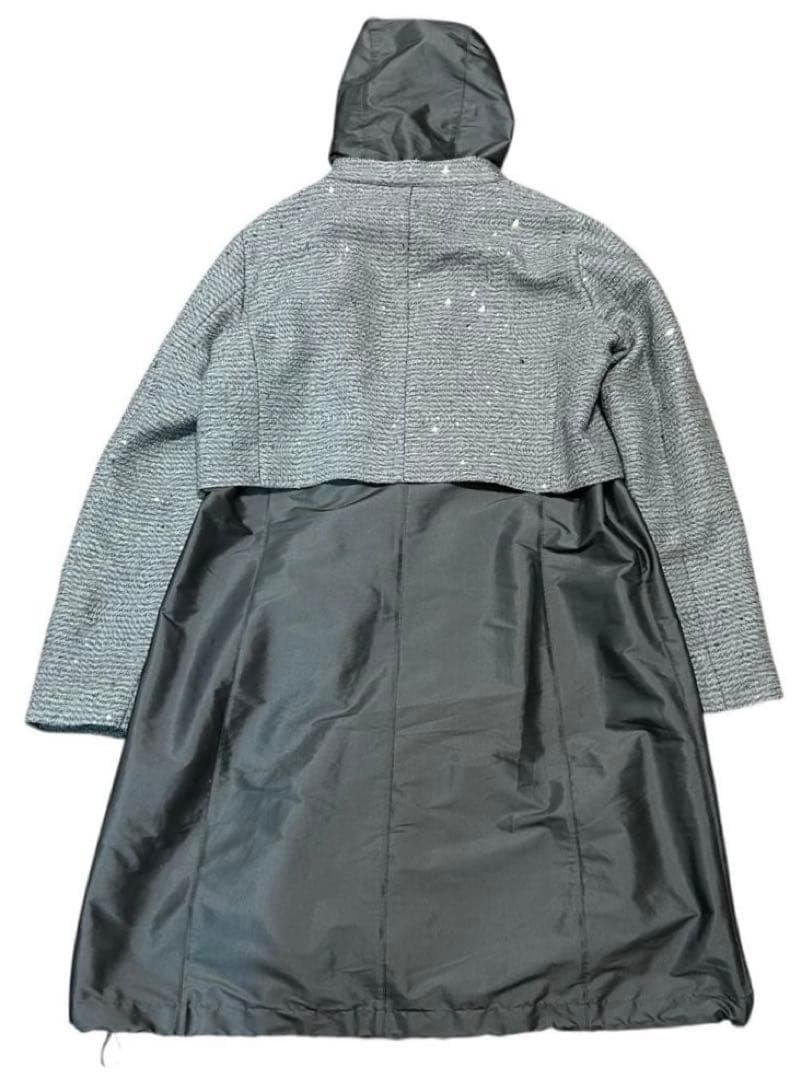 HERNO フード ツイード ドッキング ロングジャケット