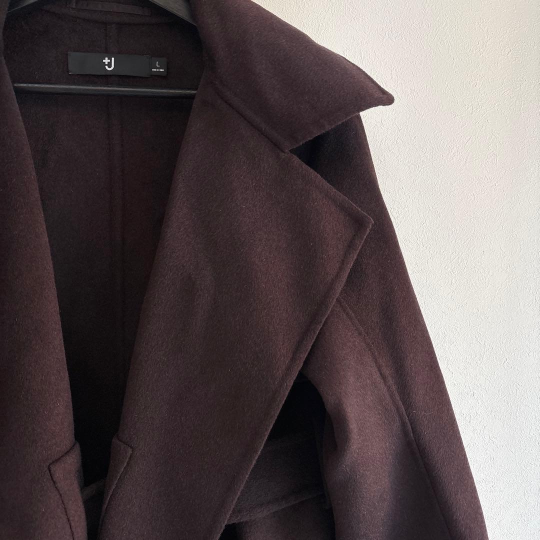 【美品】カシミヤブレンドラップロングコート +J ジルサンダー　ブラウン