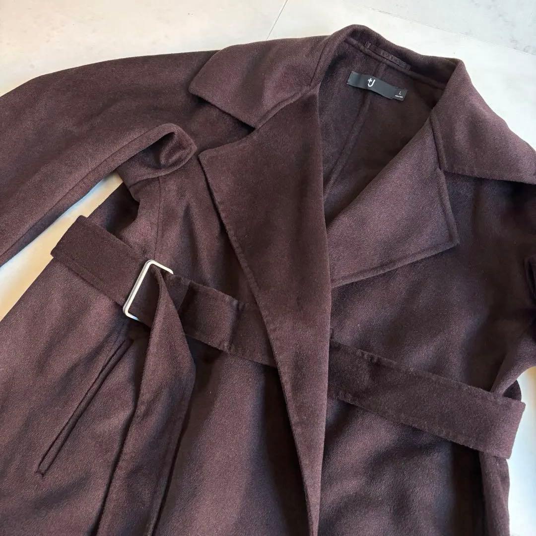 【美品】カシミヤブレンドラップロングコート +J ジルサンダー　ブラウン