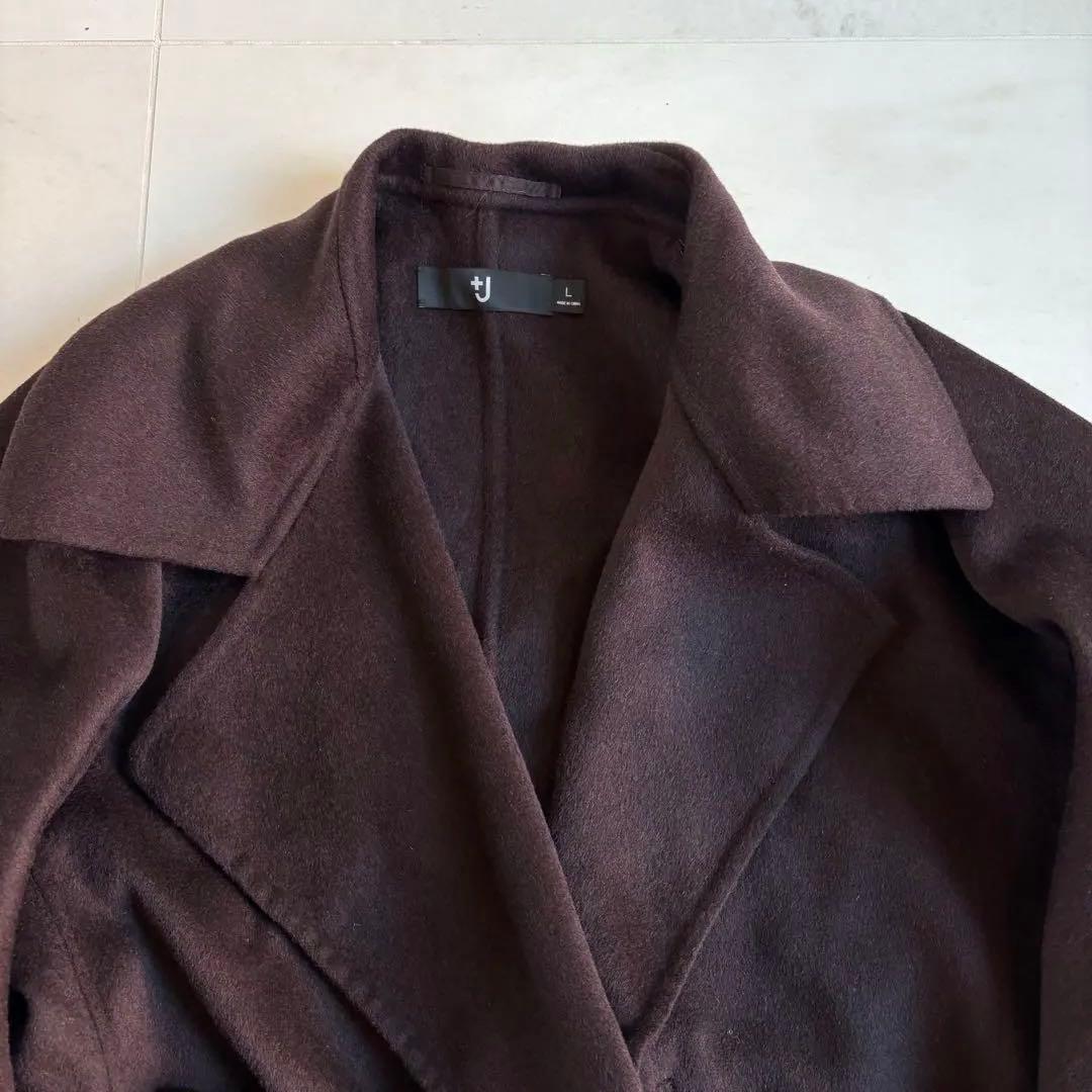 【美品】カシミヤブレンドラップロングコート +J ジルサンダー　ブラウン