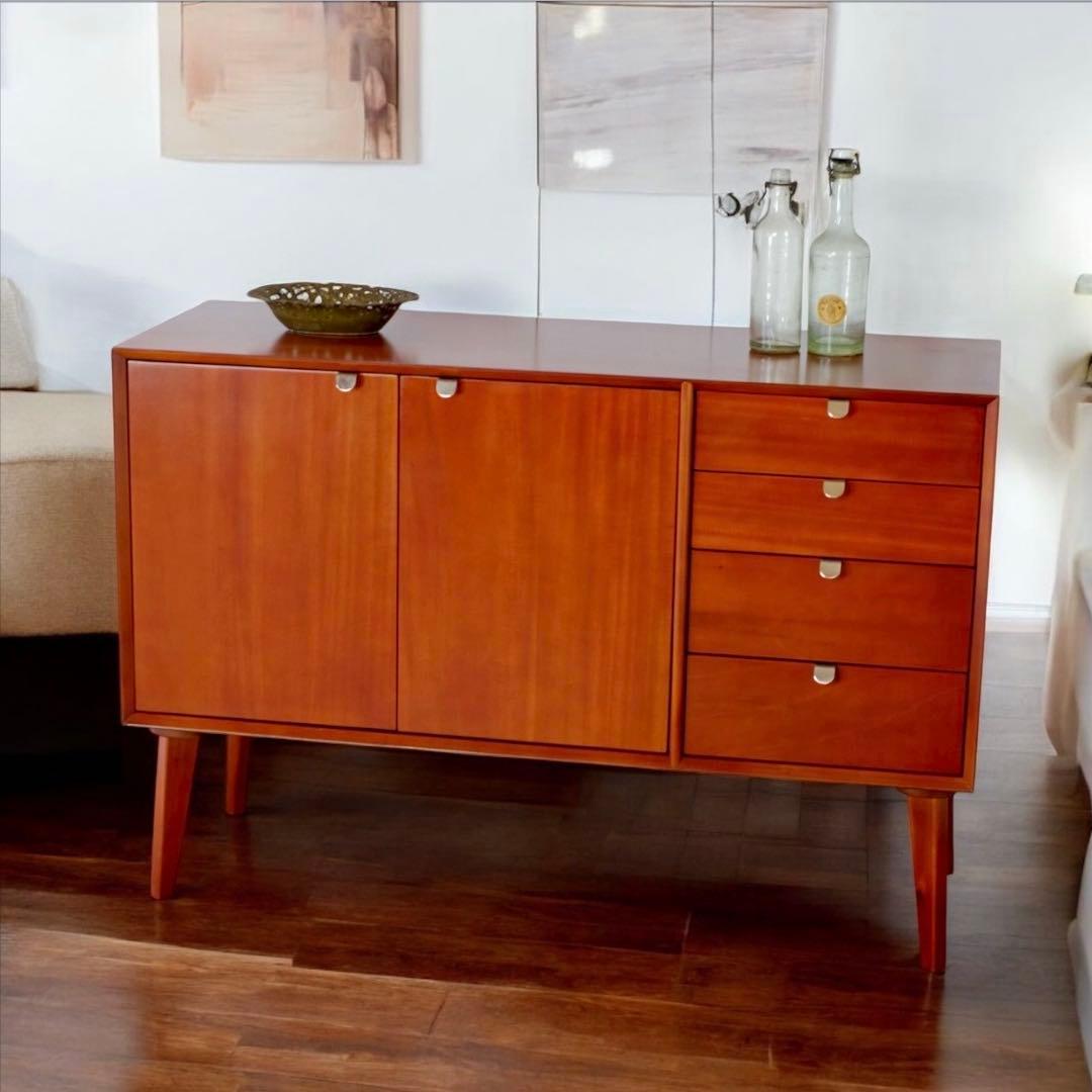 J 北欧 キャビネット リビングボード 赤茶色 リビング収納 本棚