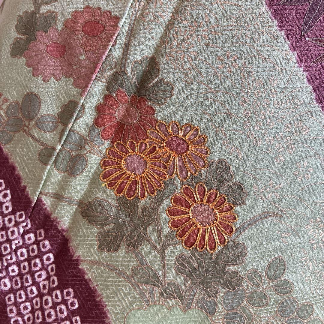 A*e様 訪問着　フルセット　着物　正絹　絞り　金駒刺繍　紫　結婚式　祝い　 J