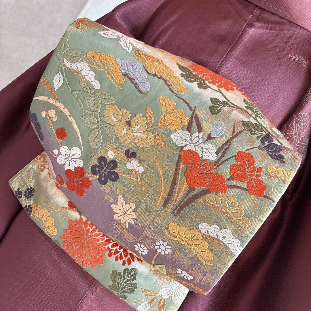 A*e様 訪問着　フルセット　着物　正絹　絞り　金駒刺繍　紫　結婚式　祝い　 J