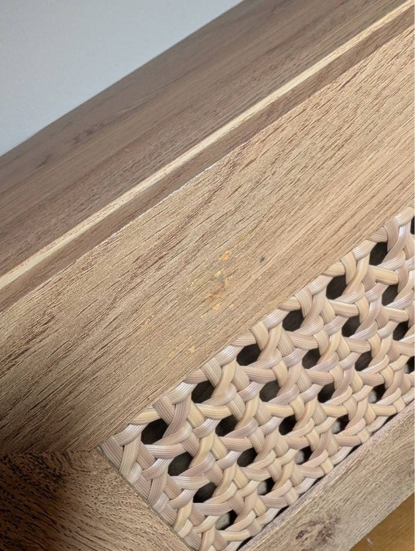 ■送料込■LOWYA ラタン調 木製テレビボード TV台 ラック机ローデスク収納