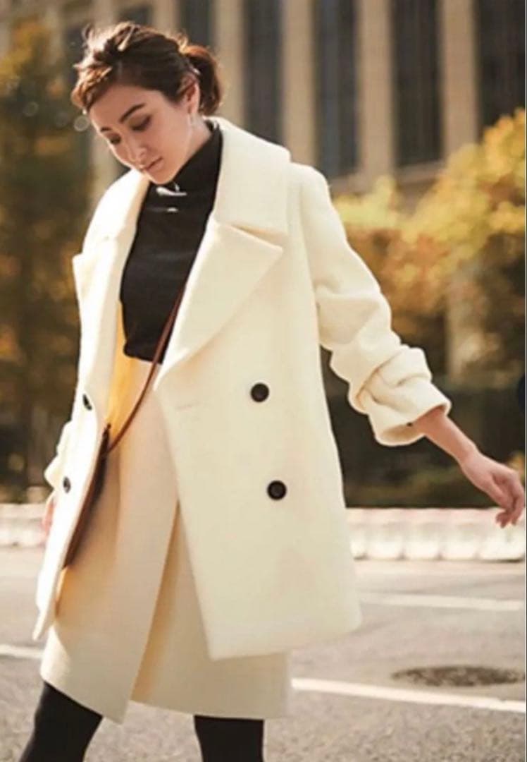 JUSGLITTY ダブルボタンミドルコート