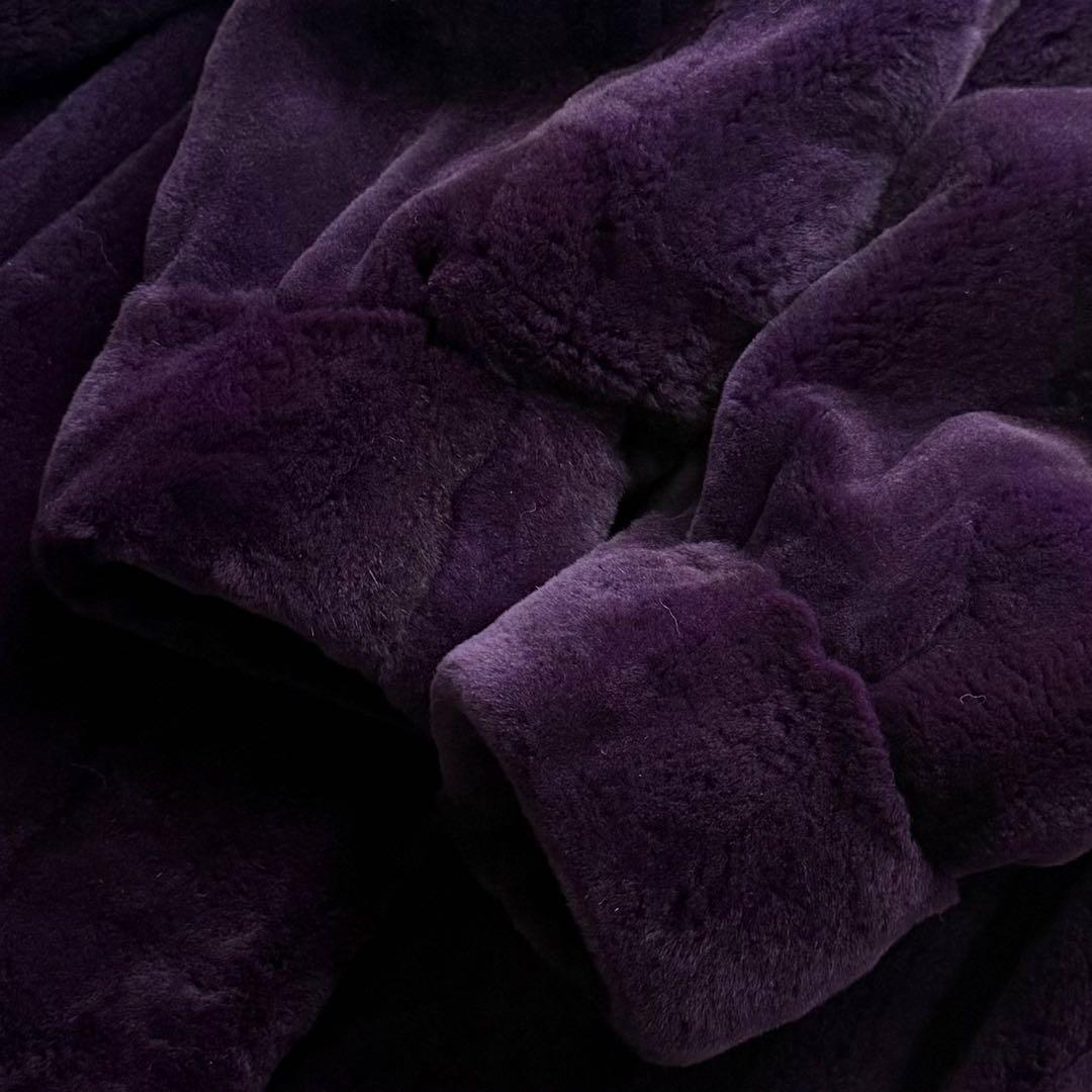 本毛皮☆サガミンク シェアードミンク 銀サガ ふかふか◎ パープル フリーサイズ