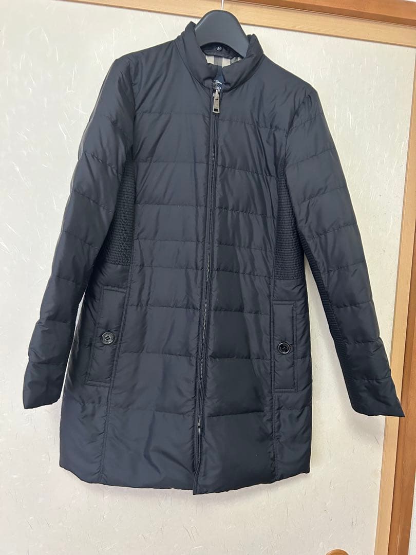 バーバリーロンドン メガチェック ダウン ライナー付 ロング トレンチコート 黒