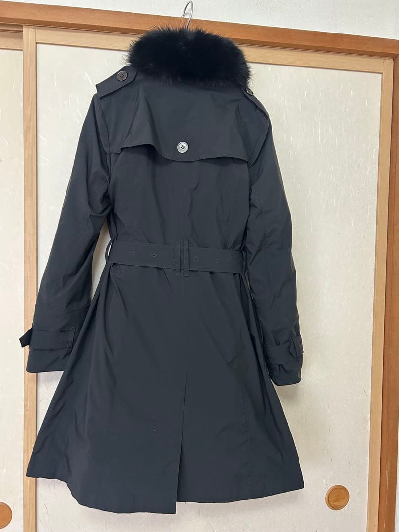 バーバリーロンドン メガチェック ダウン ライナー付 ロング トレンチコート 黒