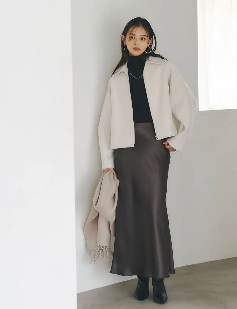 【美品】anuans リバーウールショートコート ECRU