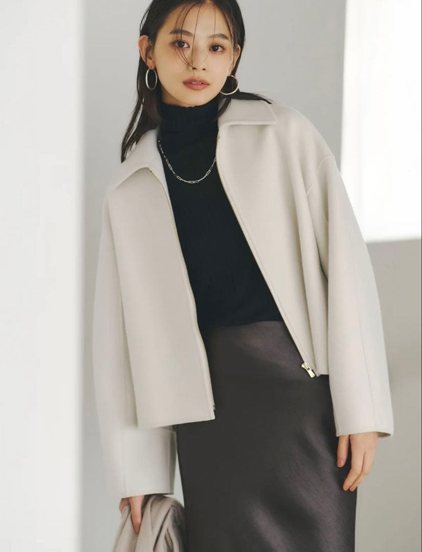 【美品】anuans リバーウールショートコート ECRU