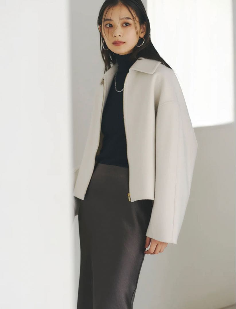 【美品】anuans リバーウールショートコート ECRU