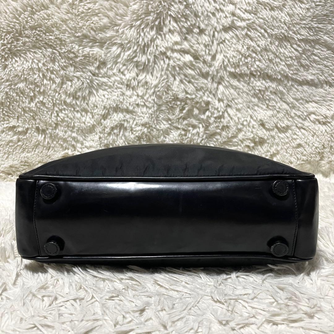 【良品】PRADA プラダ　トートバッグ　ハンド　ナイロン　レザー　ブラック　黒