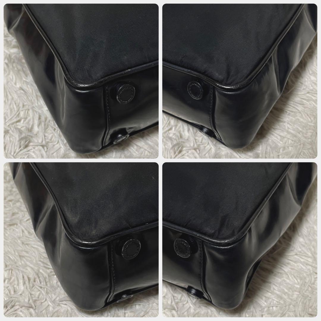 【良品】PRADA プラダ　トートバッグ　ハンド　ナイロン　レザー　ブラック　黒