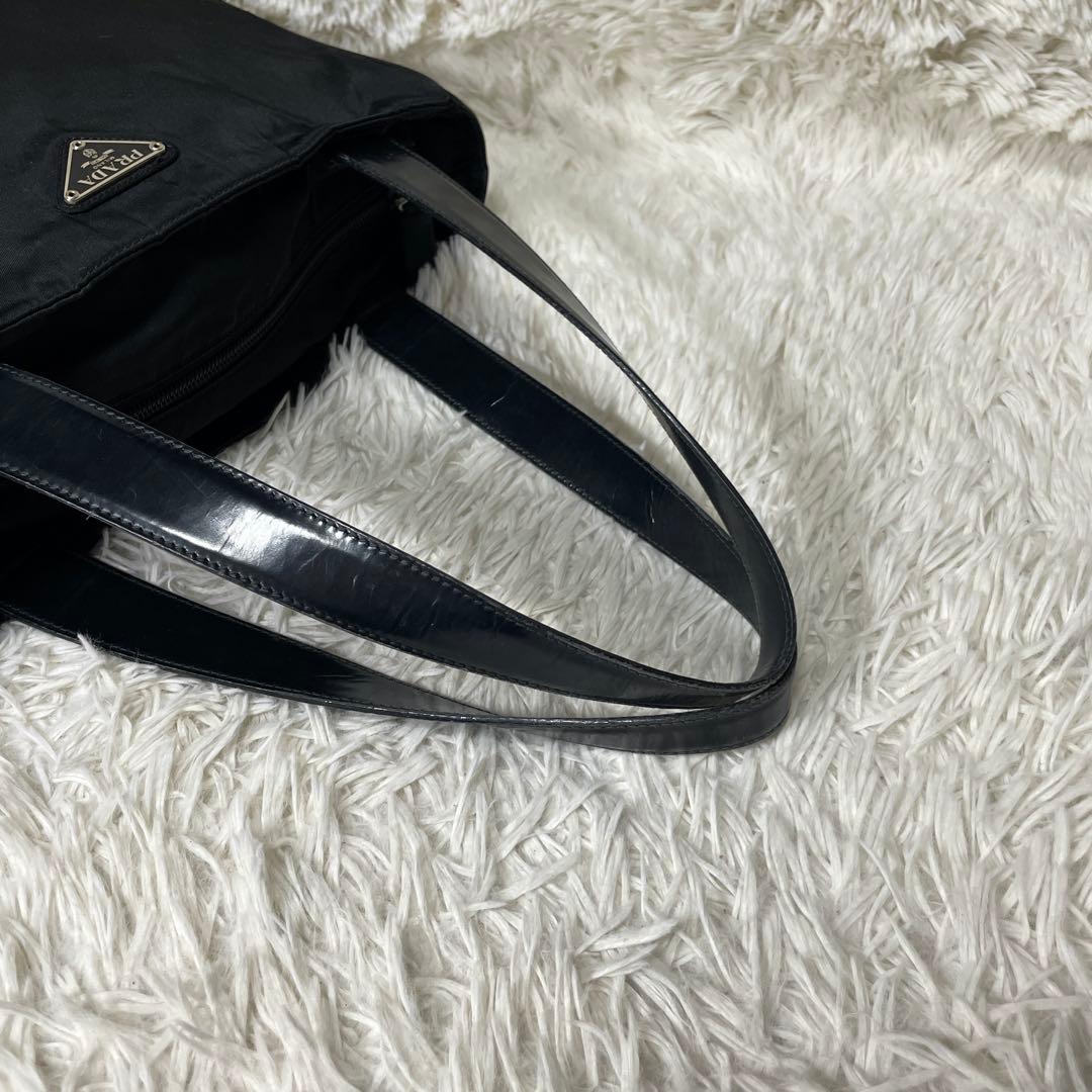 【良品】PRADA プラダ　トートバッグ　ハンド　ナイロン　レザー　ブラック　黒