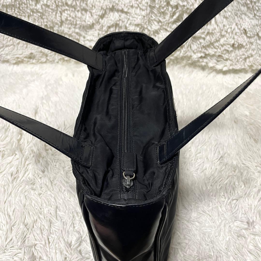 【良品】PRADA プラダ　トートバッグ　ハンド　ナイロン　レザー　ブラック　黒