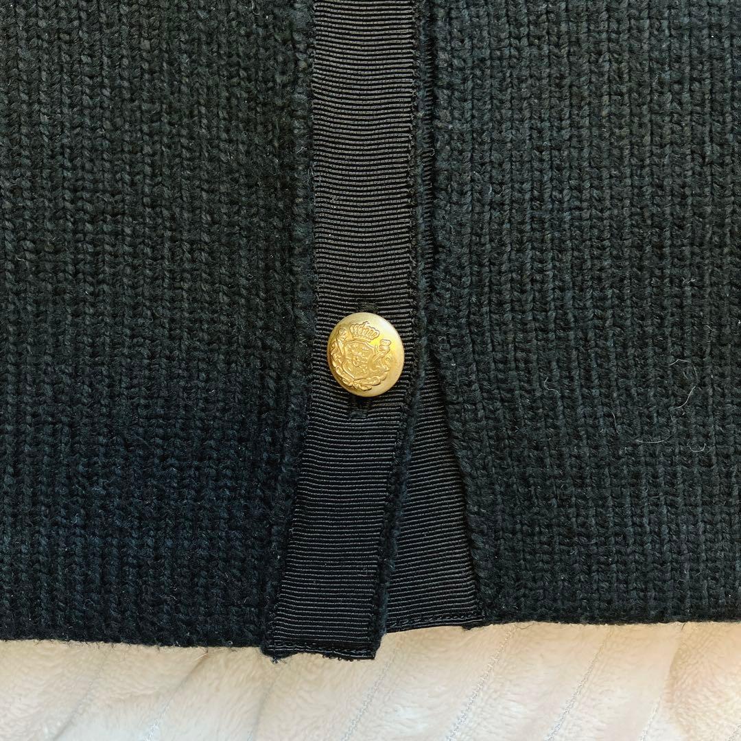 23区【洗える】コットンリリーニットジャケット46 黒 23AW 金ボタン