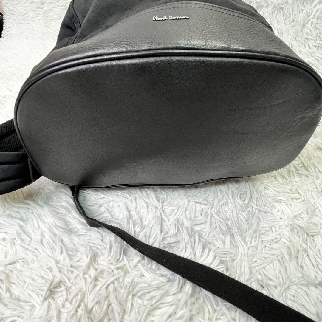 人気✨ポールスミス　バックパック　ブラック　レザーXナイロン