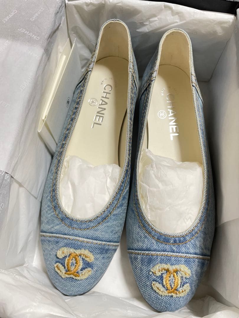新品　CHANEL デニム バレリーナ