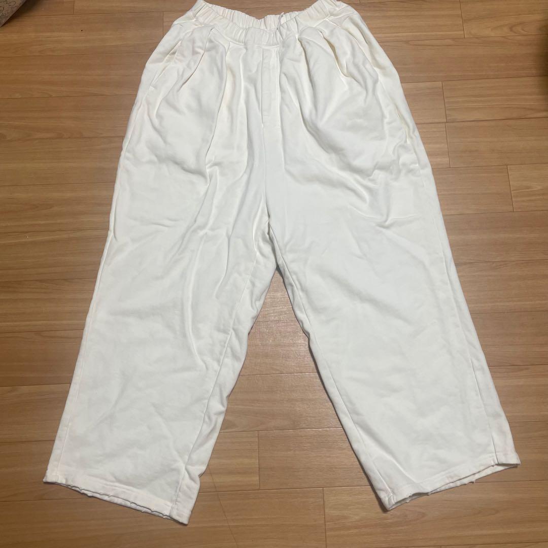 本日まで出品ancellm tuck sweat pants ホワイト　サイズ1