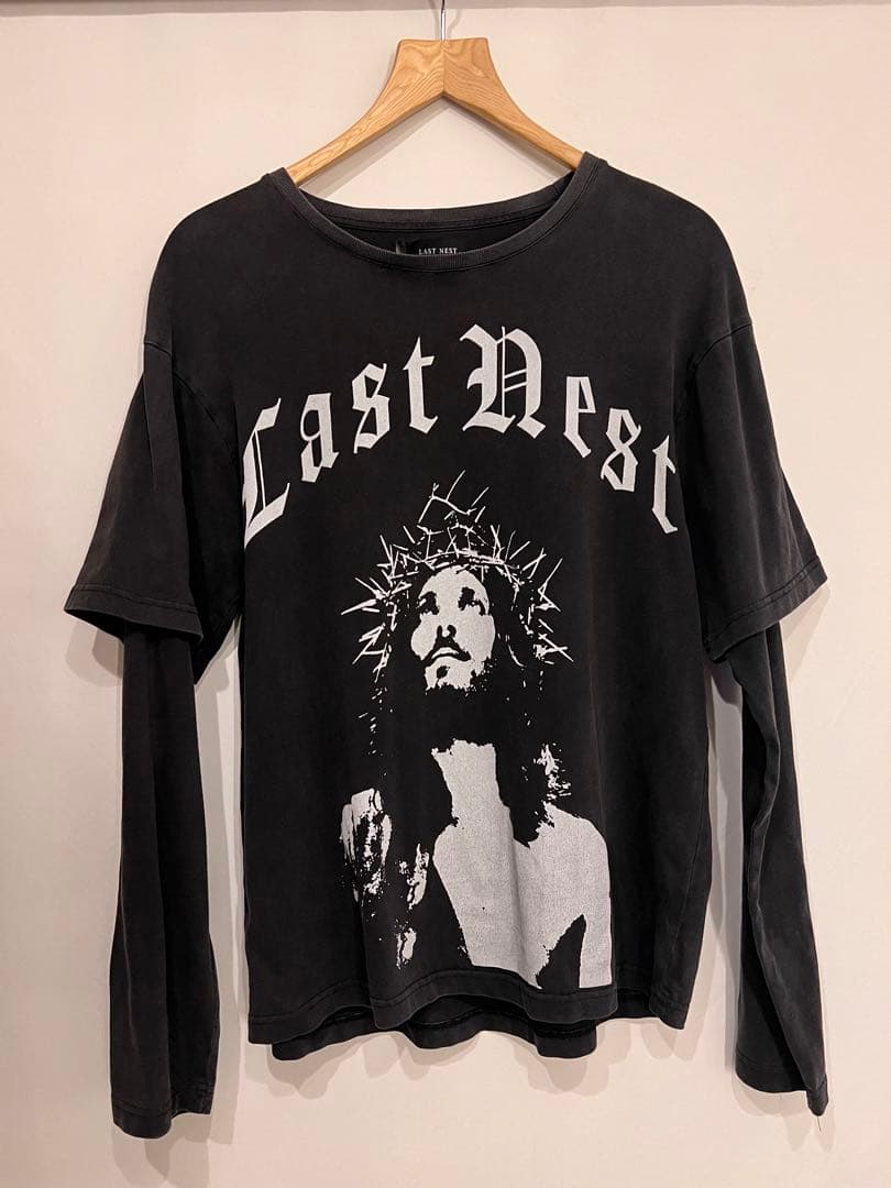 ★LAST NEST★ベロア調スタジャン Jesus layered tee M