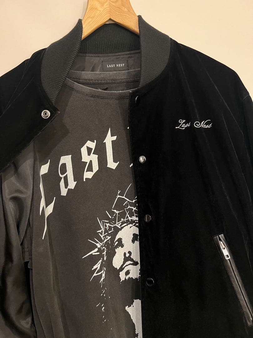 ★LAST NEST★ベロア調スタジャン Jesus layered tee M