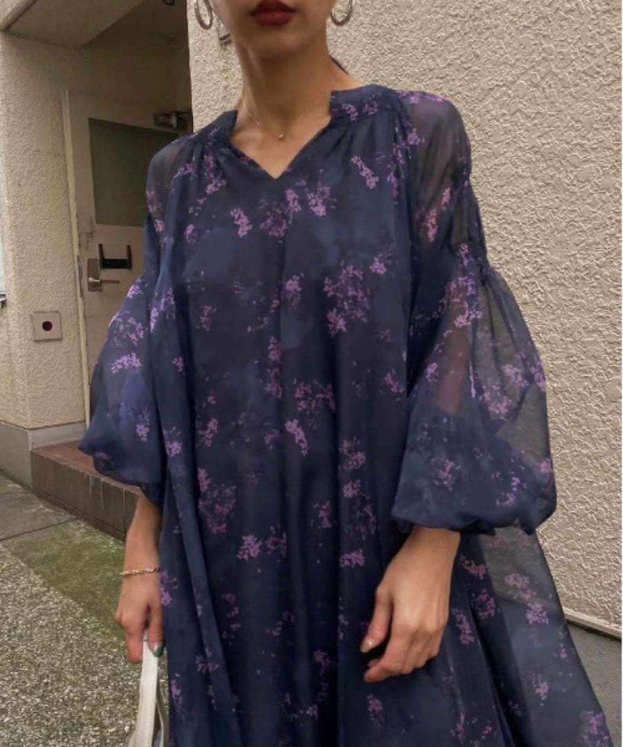 ワンピース Ameri NORA FLOWER LAYERED DRESS M