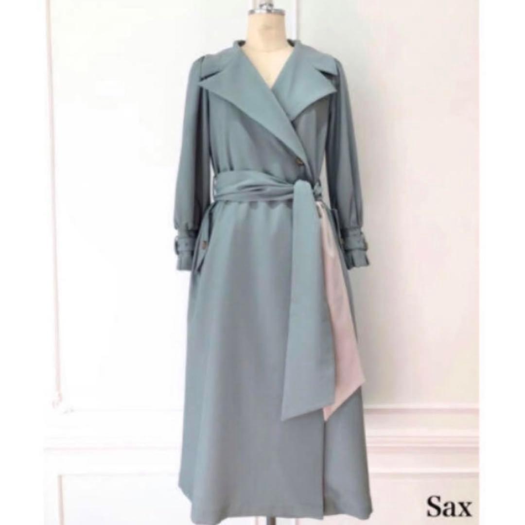 【Herlipto】Belted Dress Trench Coat sax