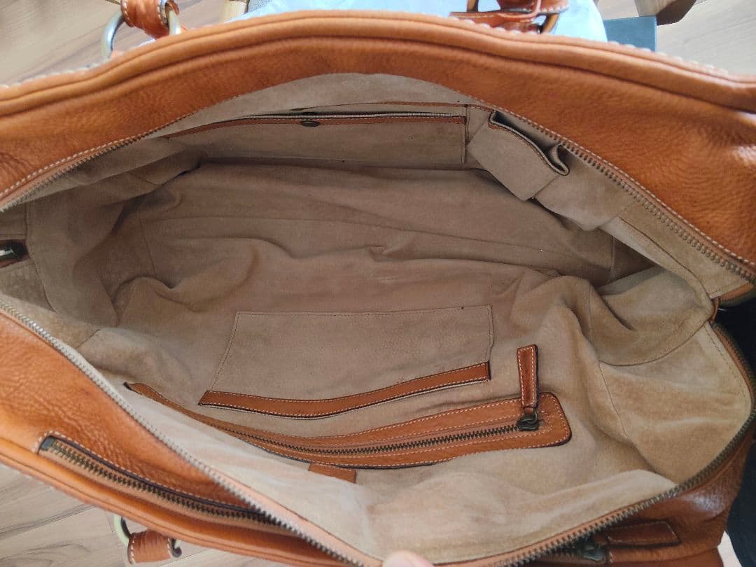 オレンジレザー ボストンバッグ