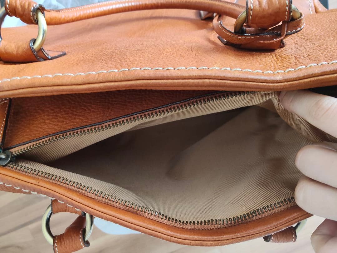 オレンジレザー ボストンバッグ