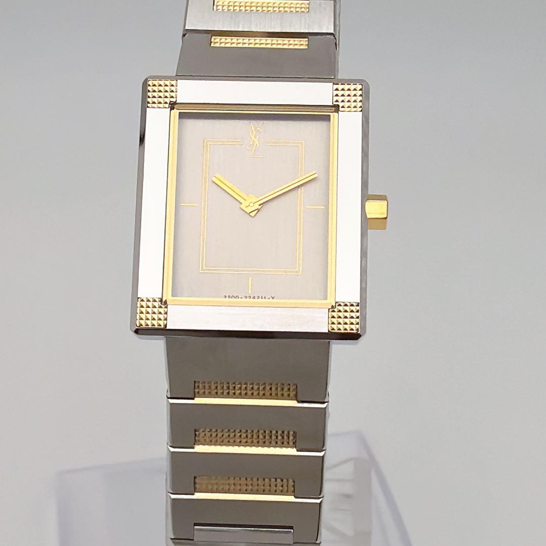 希少 イヴサンローラン YSL スクエア コンビカラー ビンテージ 腕時計